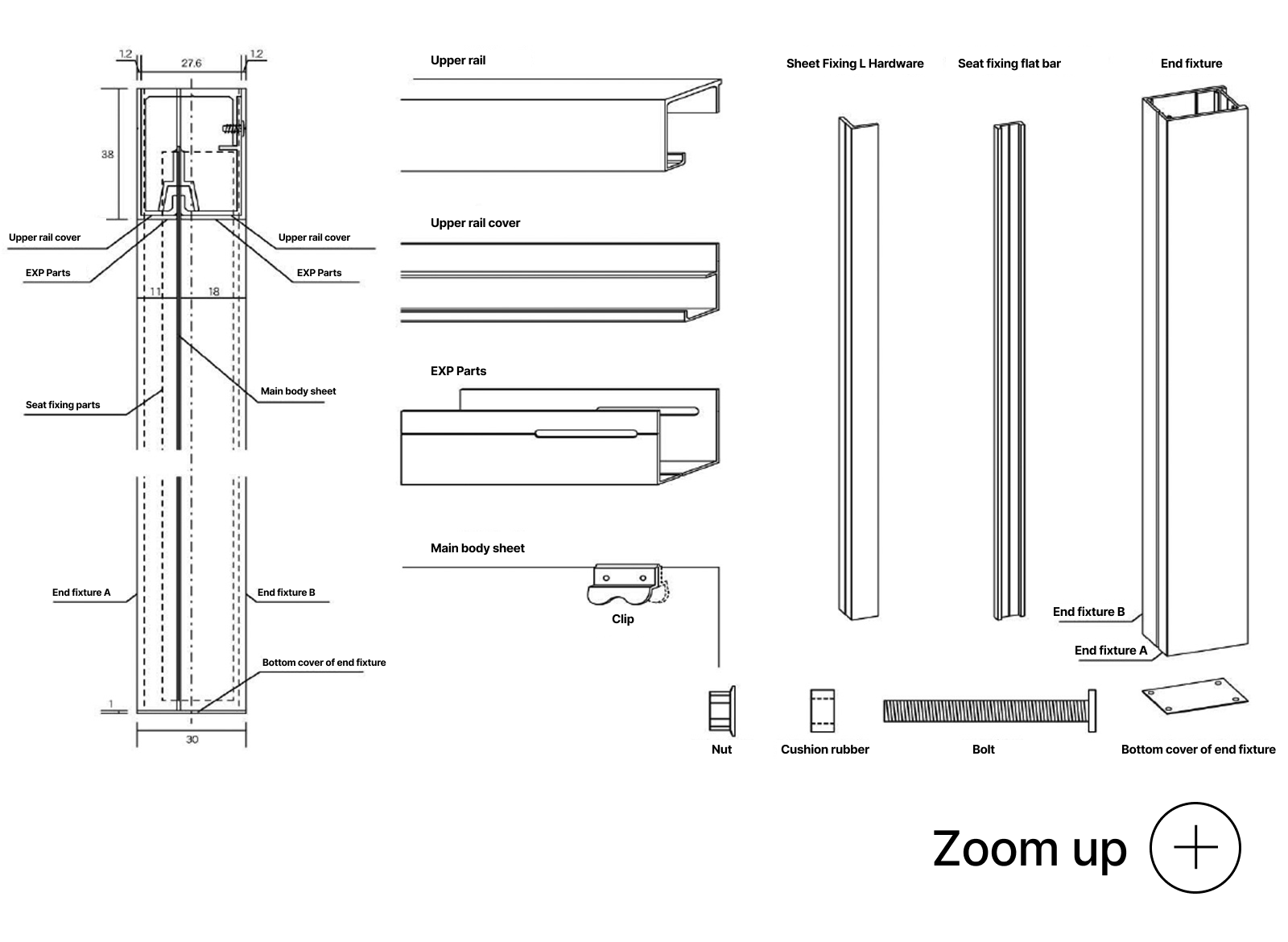 Tensile type parts list